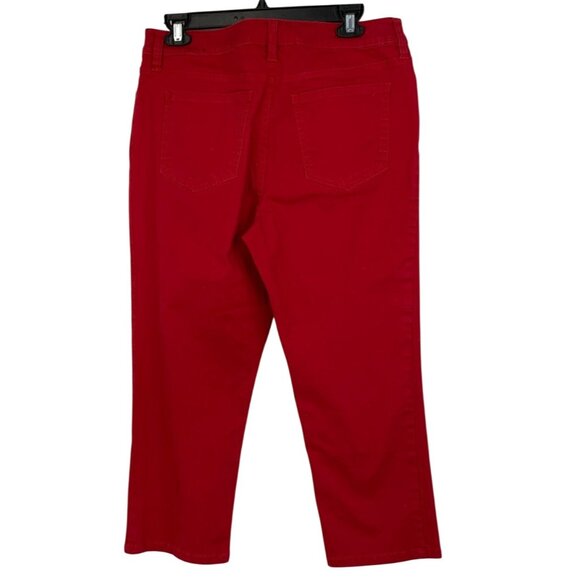 Style & Co Red Capri Size 8 Crop Stretch Jeans 8831 Cuffable Twill - Picture 2 of 8